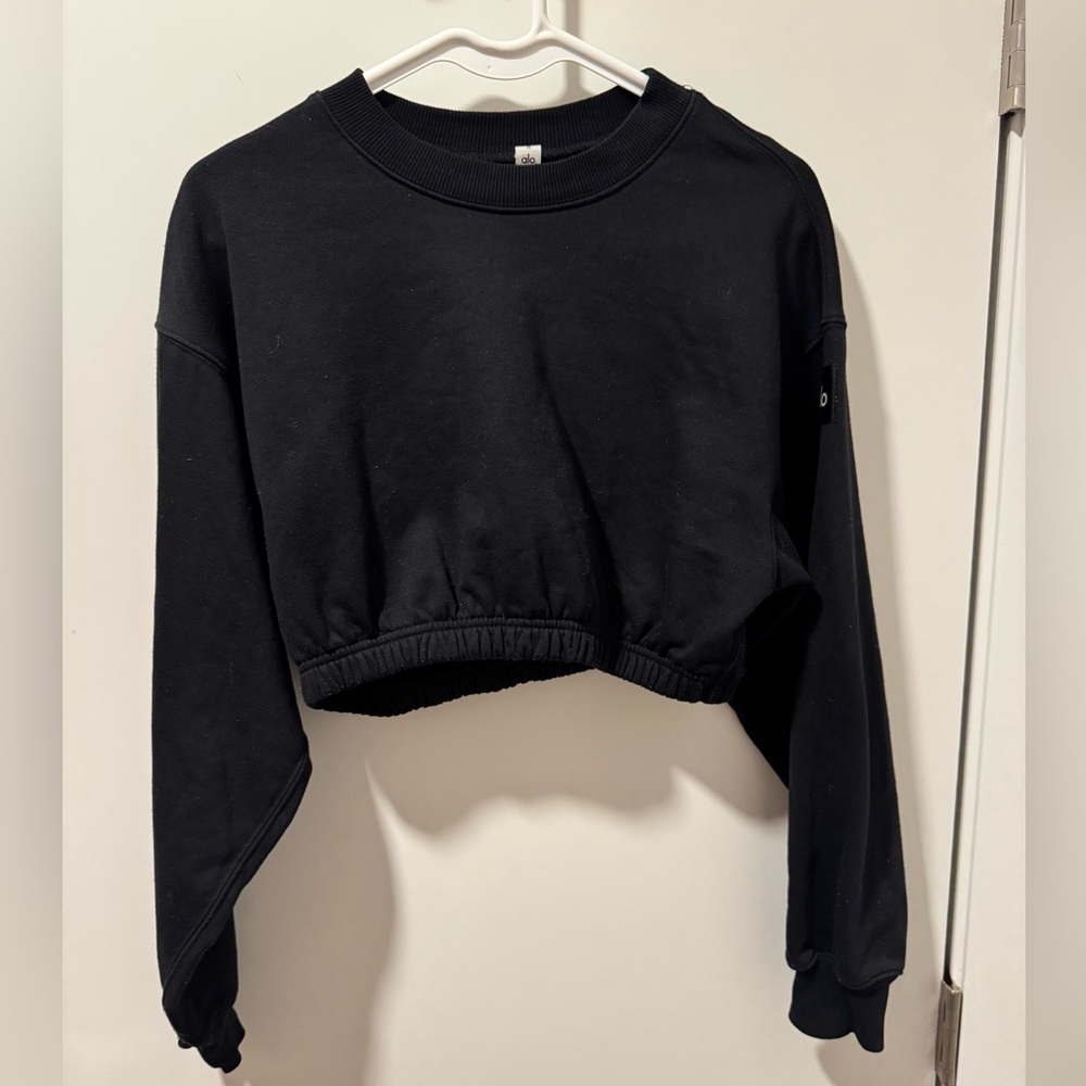 ALO Yoga Black Cropped Hoodie